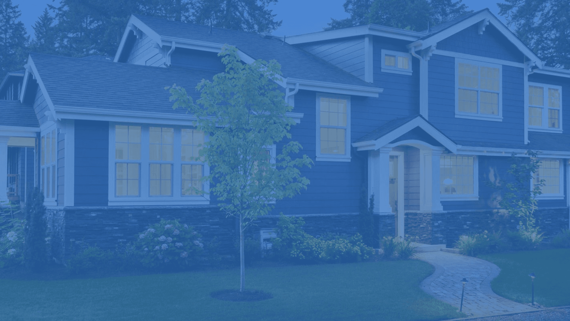 House with light blue overlay